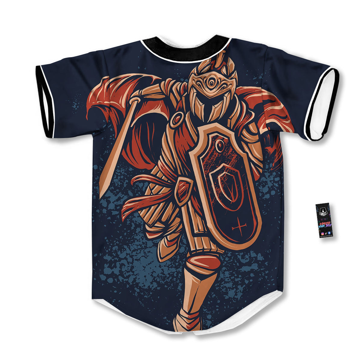 Warrior Spartan Print Baseball Jersey-grizzshop