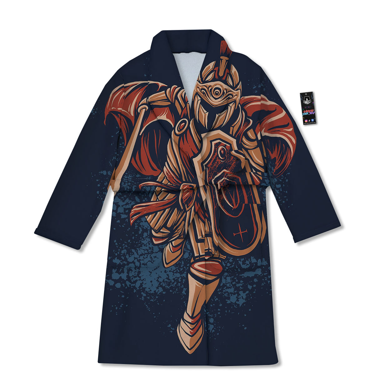 Warrior Spartan Print Bathrobe-grizzshop