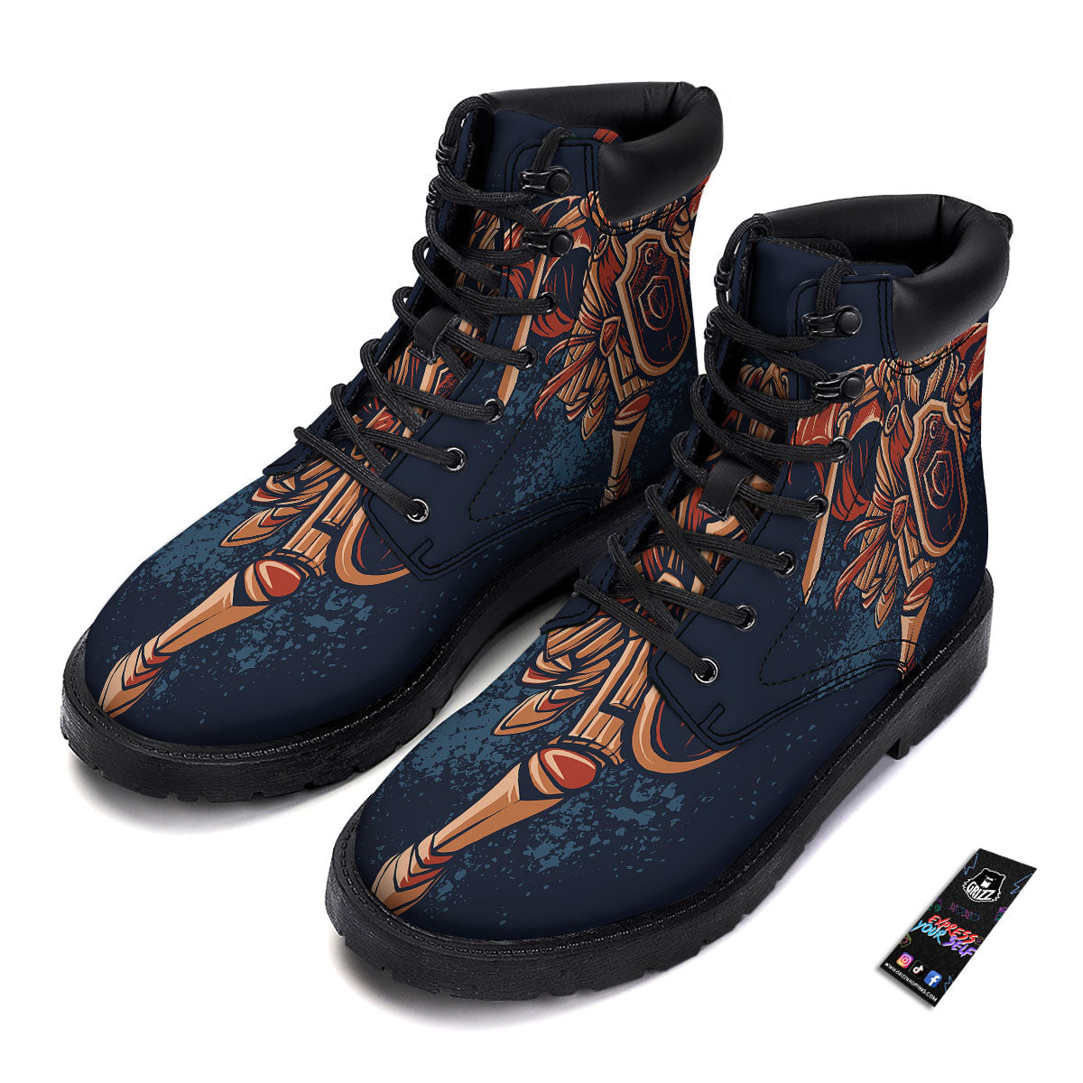 Warrior Spartan Print Boots-grizzshop