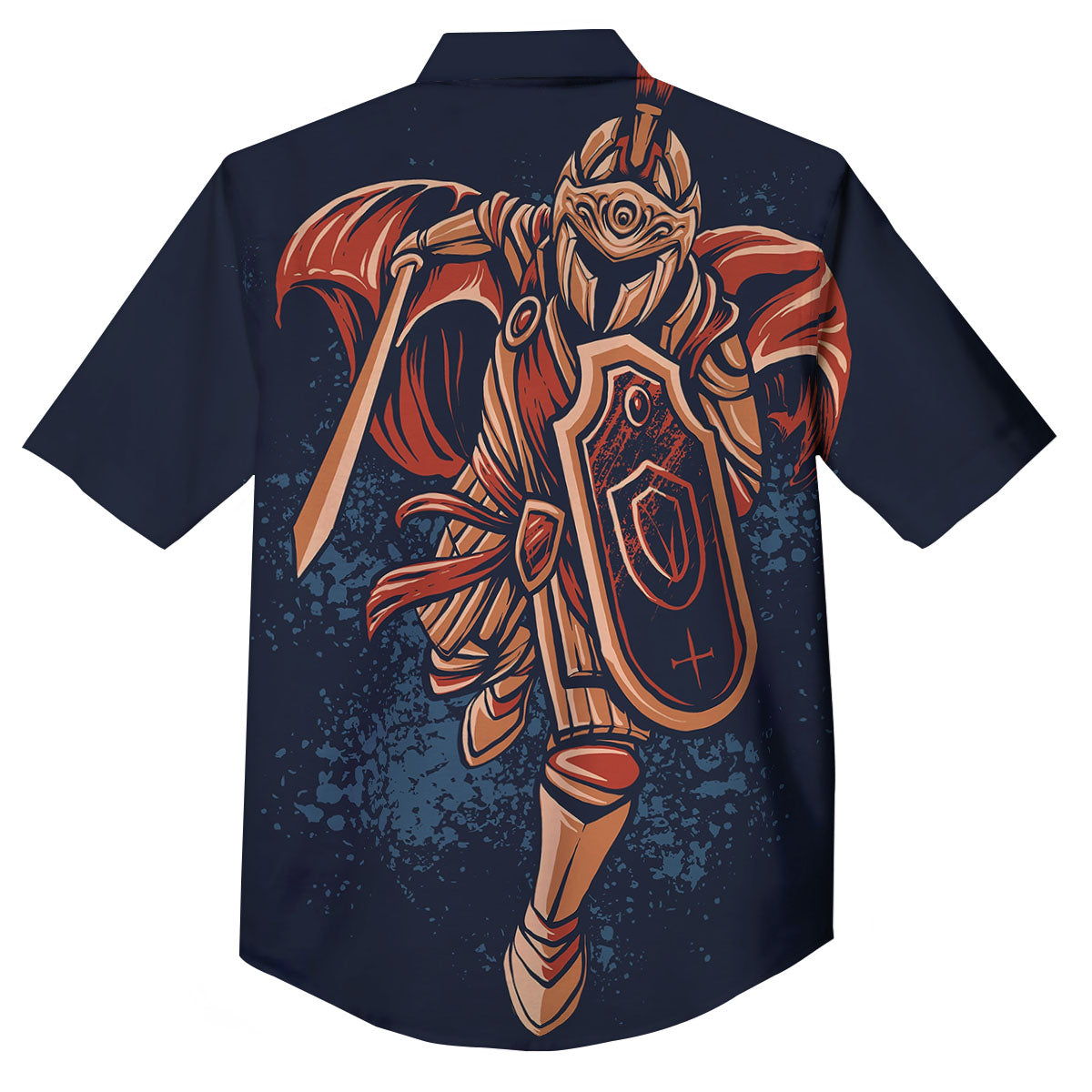 Warrior Spartan Print Button Up Shirt-grizzshop