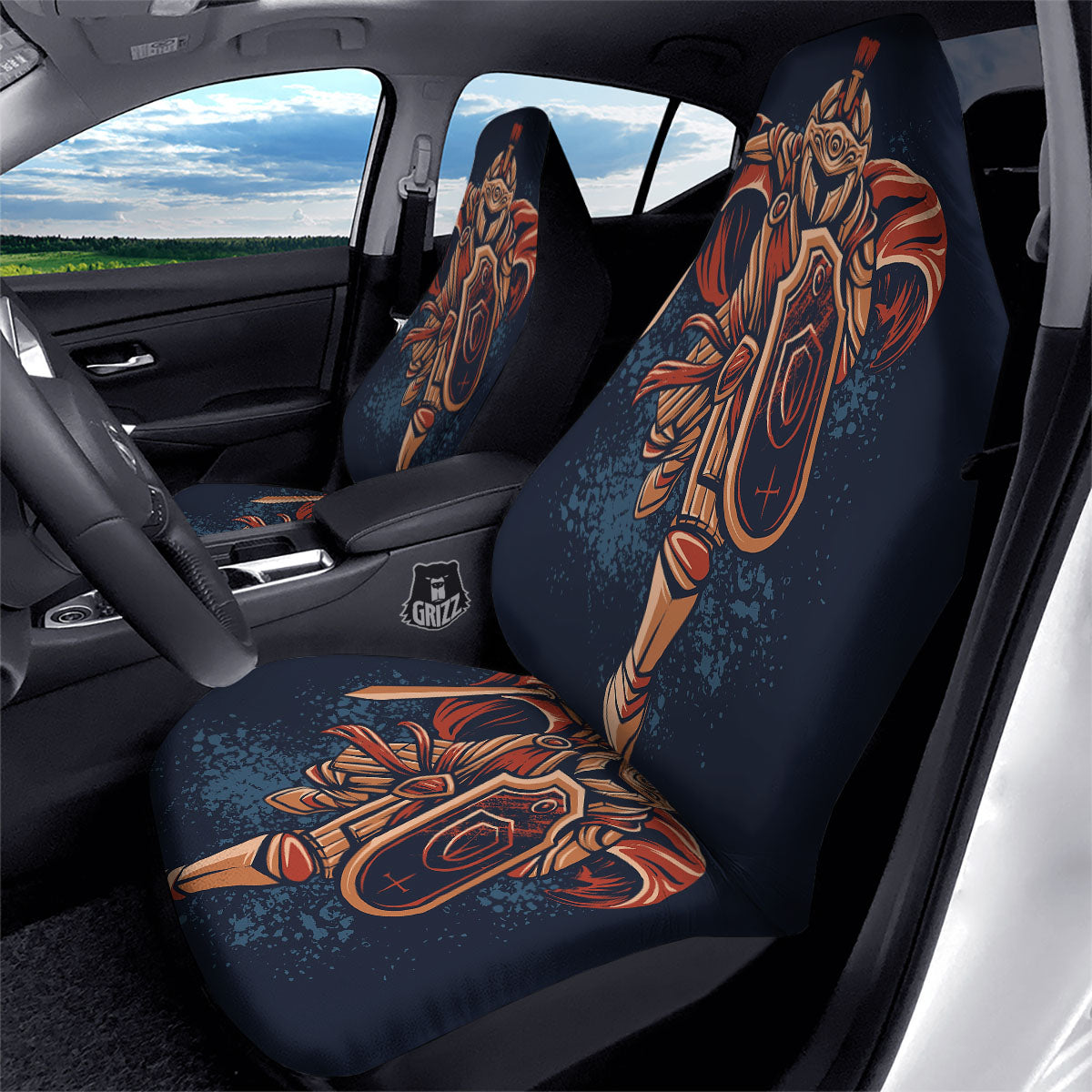 Warrior Spartan Print Car Seat Covers-grizzshop