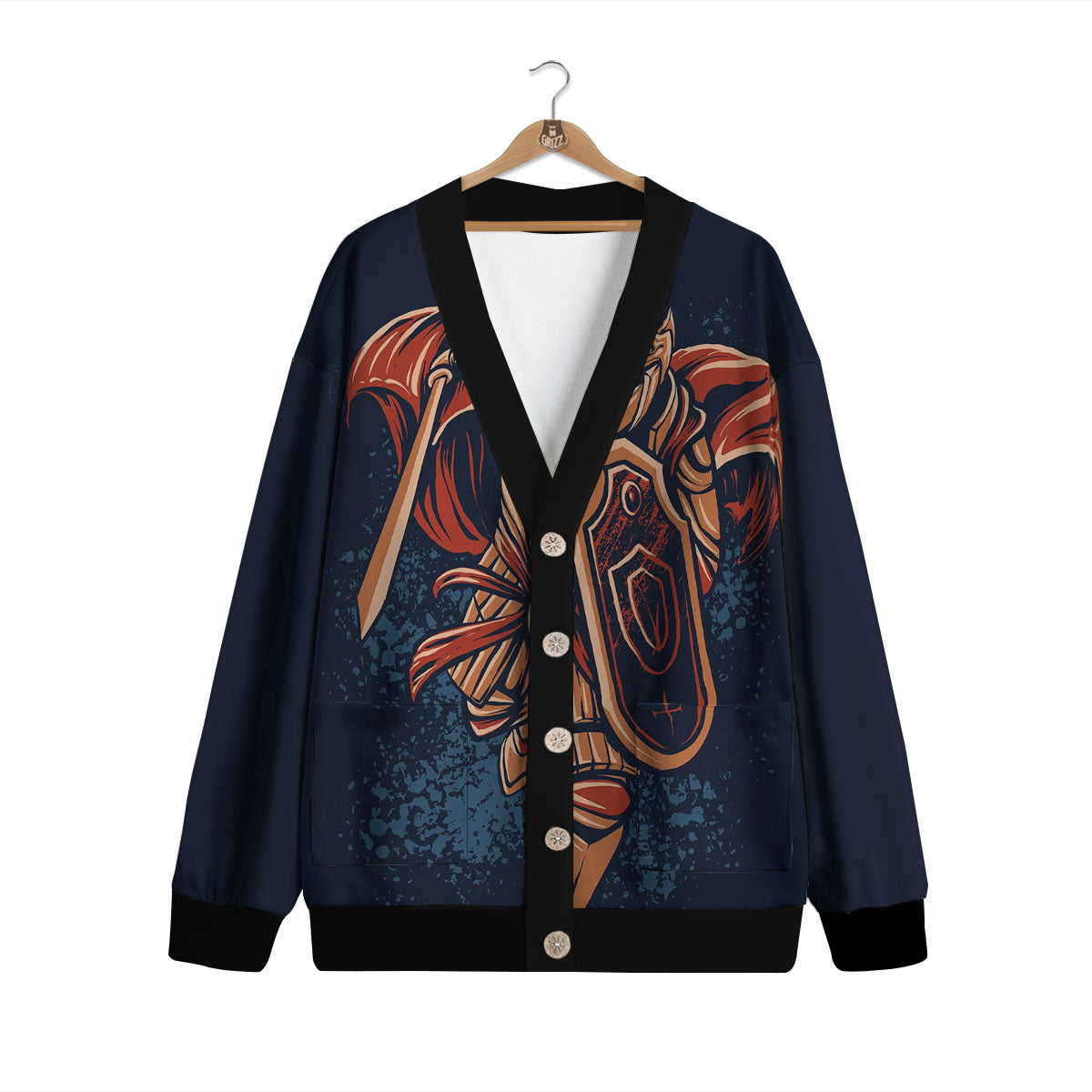 Warrior Spartan Print Cardigan-grizzshop