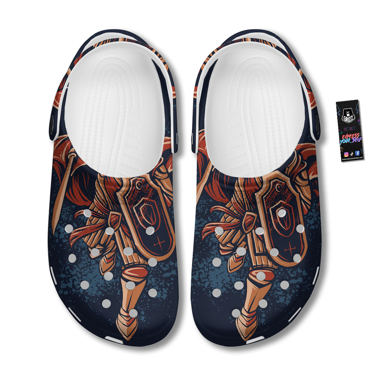 Warrior Spartan Print Clog-grizzshop