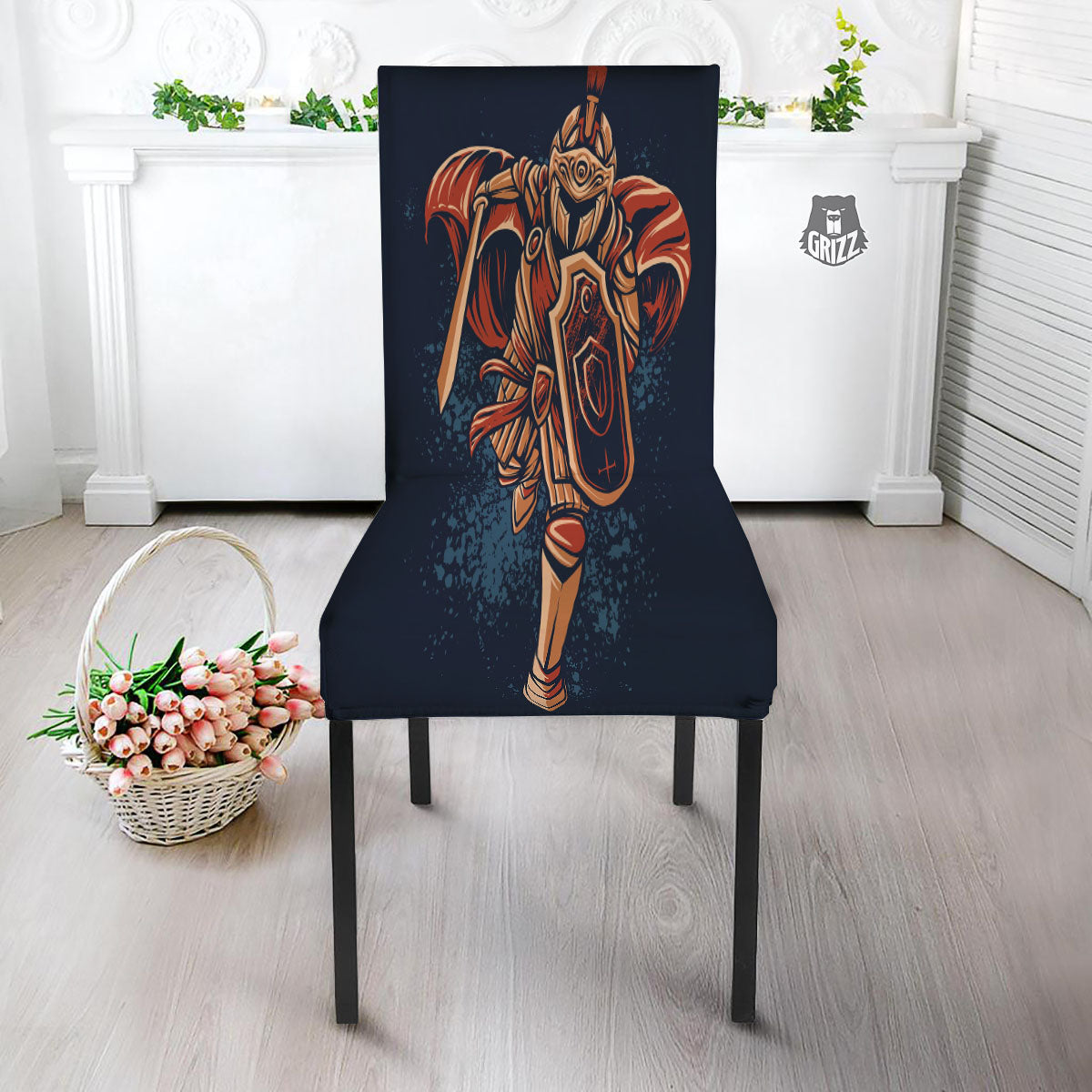 Warrior Spartan Print Dining Chair Slipcover-grizzshop
