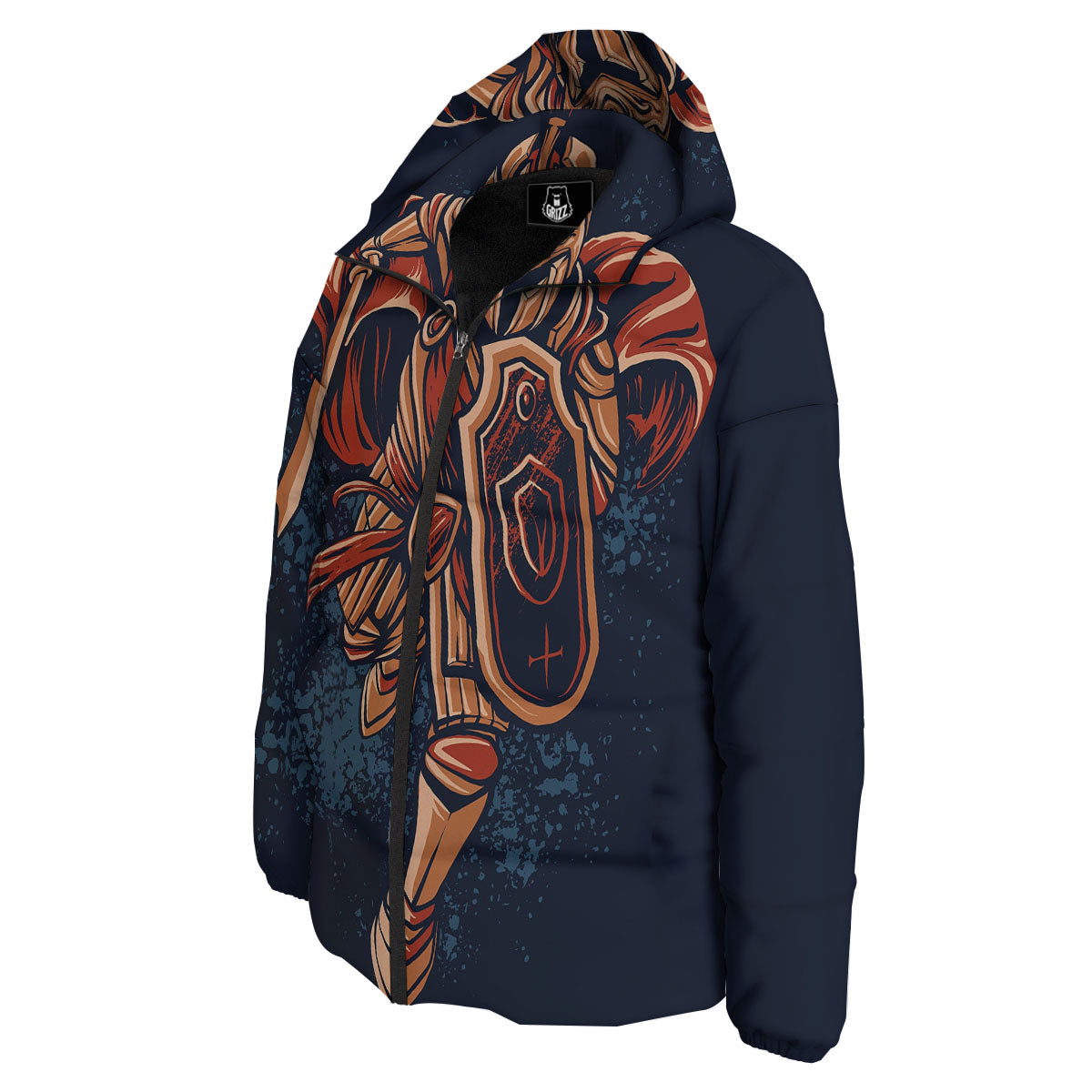 Warrior Spartan Print Down Jacket-grizzshop