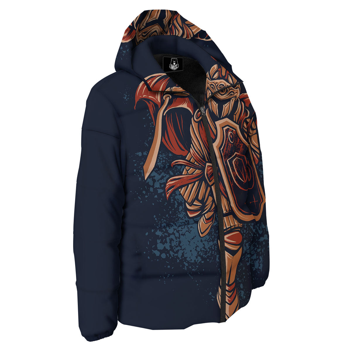 Warrior Spartan Print Down Jacket-grizzshop