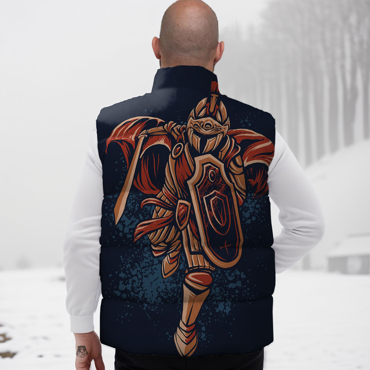 Warrior Spartan Print Down Vest