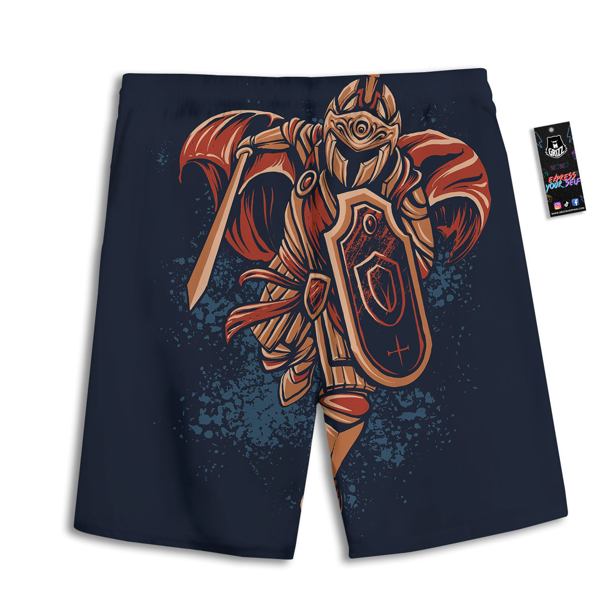 Warrior Spartan Print Men's Athletic Shorts