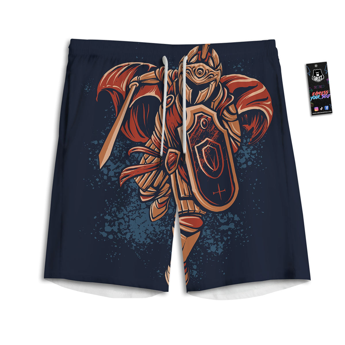 Warrior Spartan Print Men's Athletic Shorts