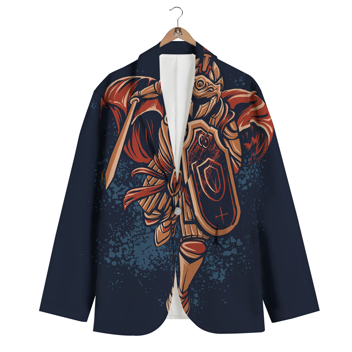 Warrior Spartan Print Men's Blazer-grizzshop