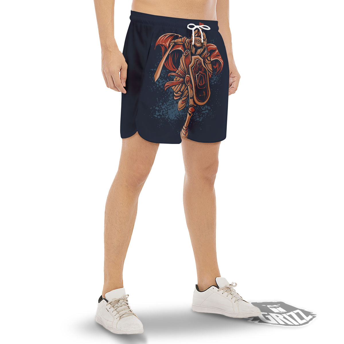 Warrior Spartan Print Men's Gym Shorts-grizzshop