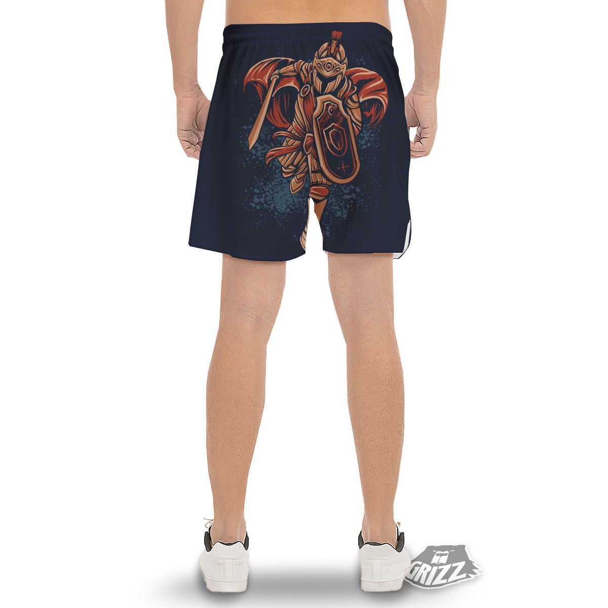 Warrior Spartan Print Men's Gym Shorts-grizzshop