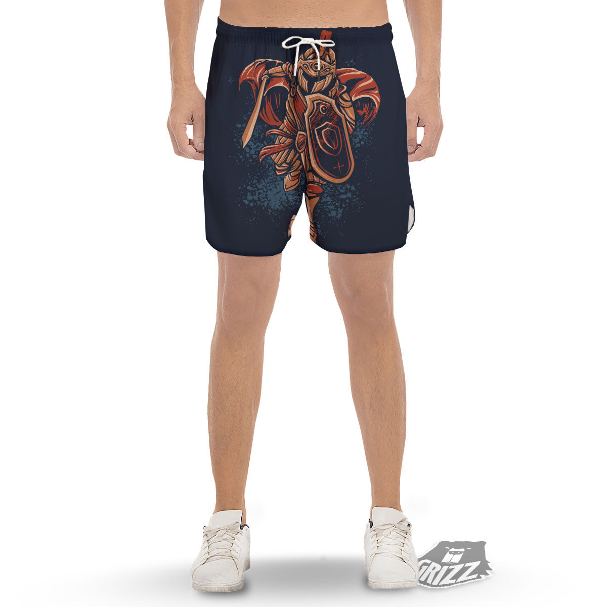 Warrior Spartan Print Men's Gym Shorts-grizzshop