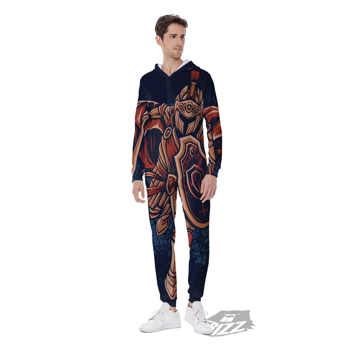 Warrior Spartan Print Men's Jumpsuit-grizzshop