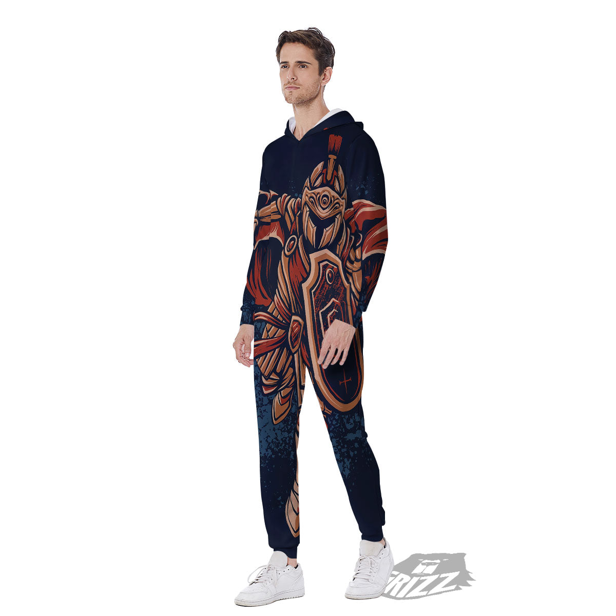 Warrior Spartan Print Men's Jumpsuit-grizzshop