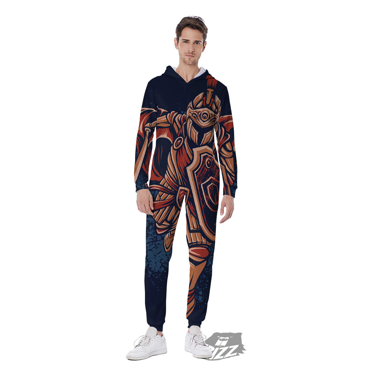 Warrior Spartan Print Men's Jumpsuit-grizzshop