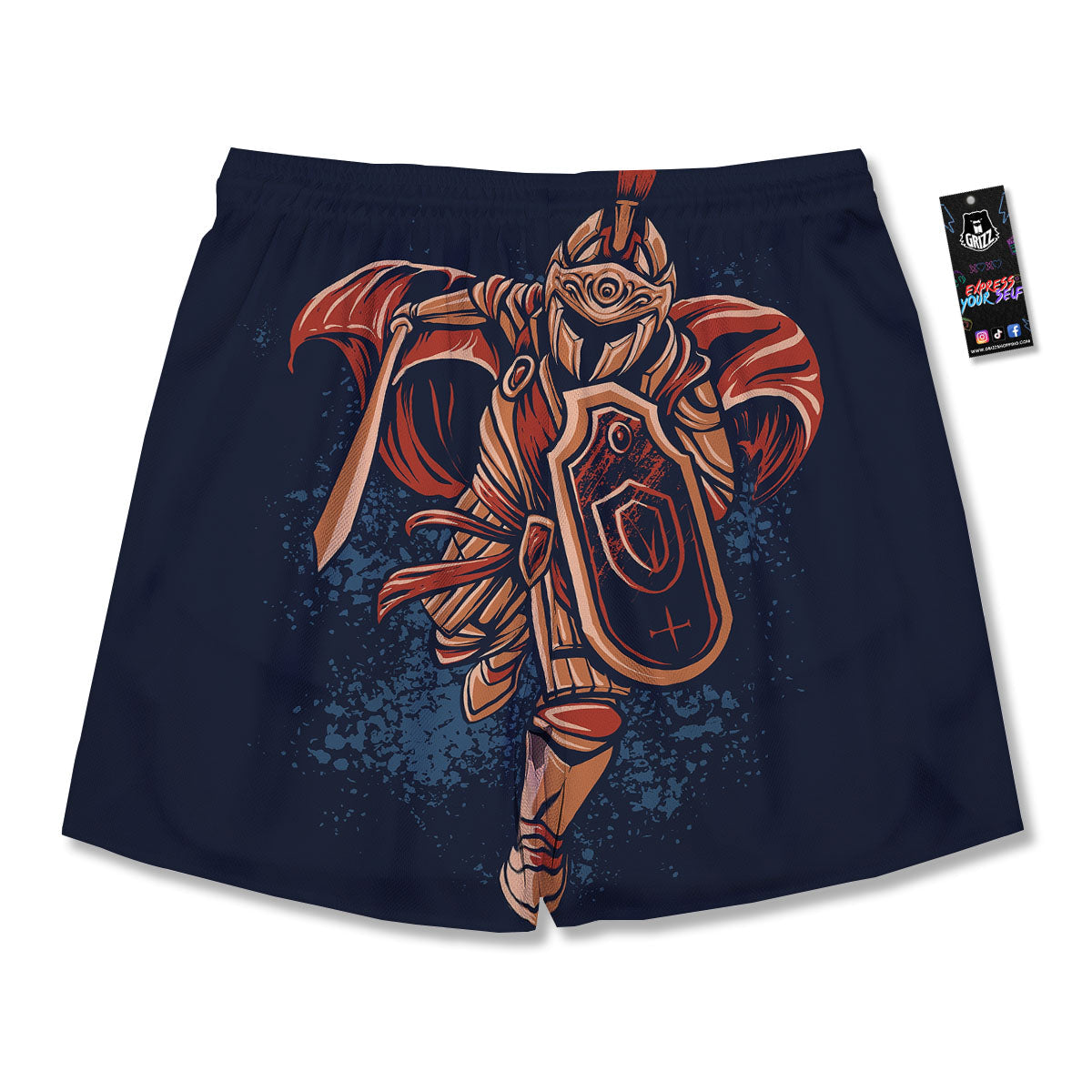 Warrior Spartan Print Men's Running Shorts-grizzshop