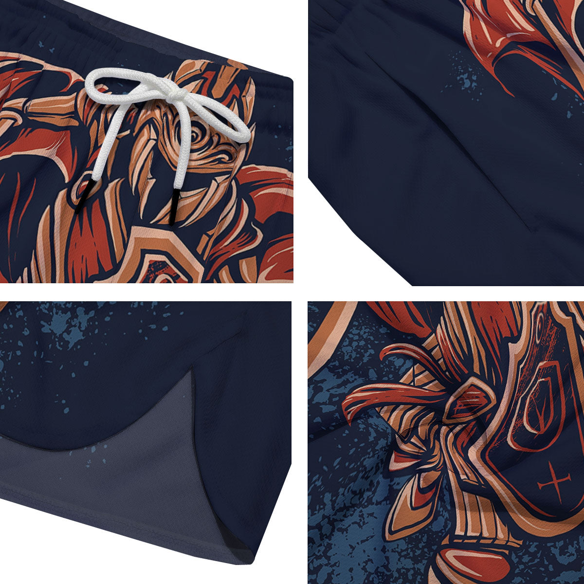 Warrior Spartan Print Men's Running Shorts-grizzshop