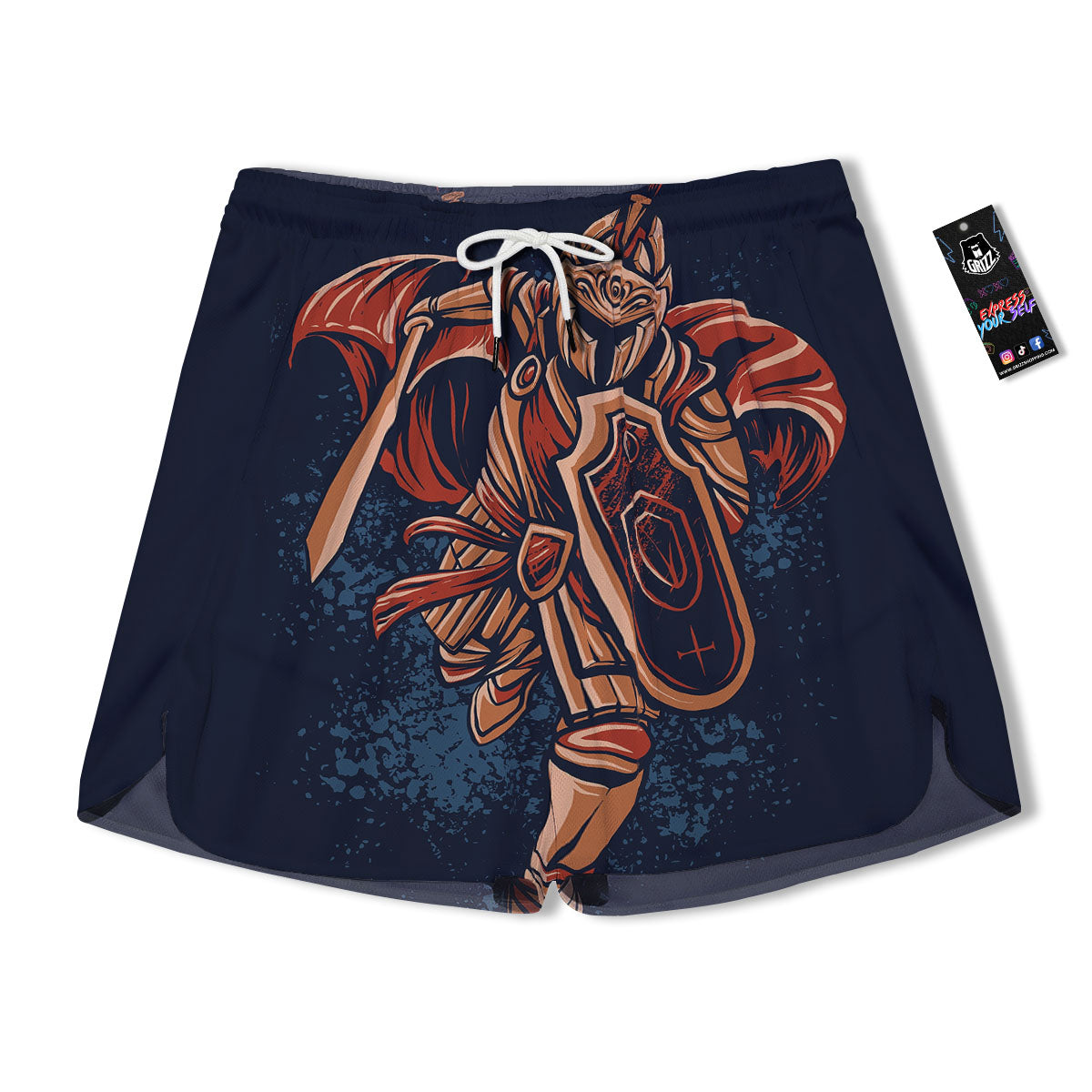 Warrior Spartan Print Men's Running Shorts-grizzshop