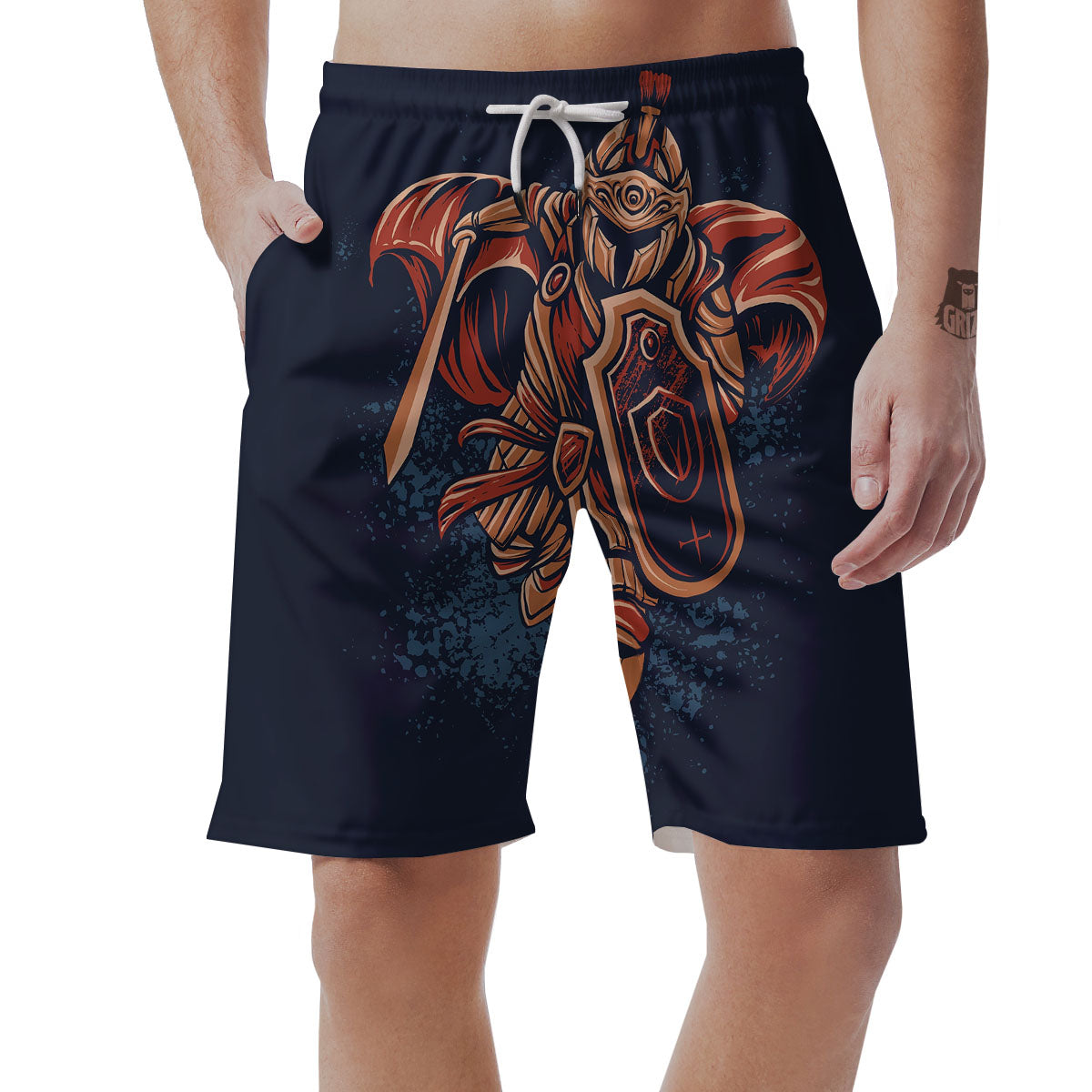 Warrior Spartan Print Men's Shorts-grizzshop