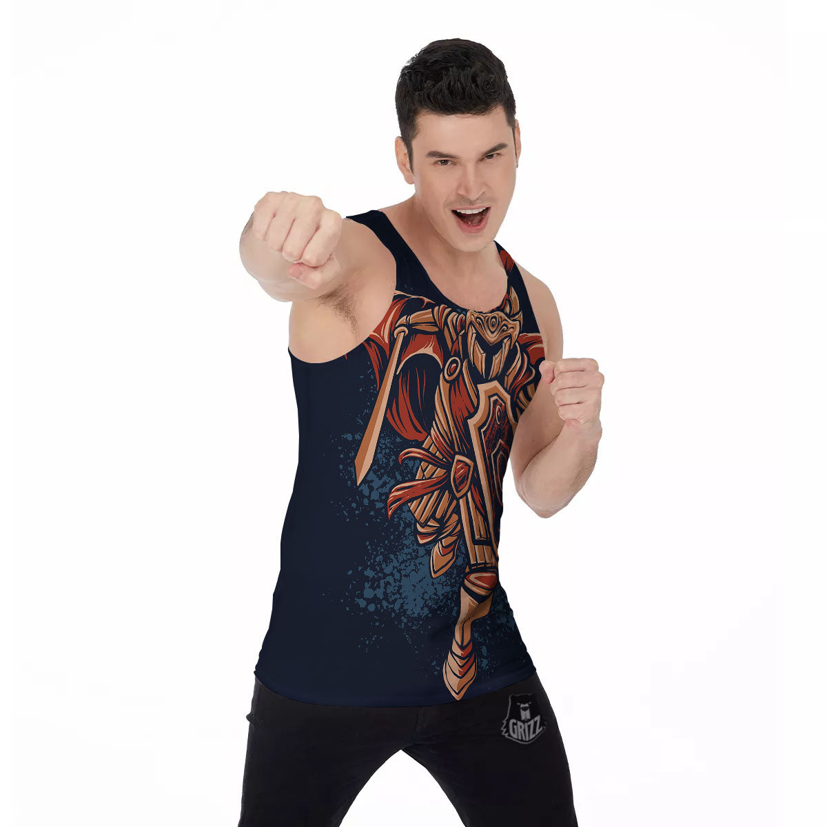 Warrior Spartan Print Men's Tank Top-grizzshop