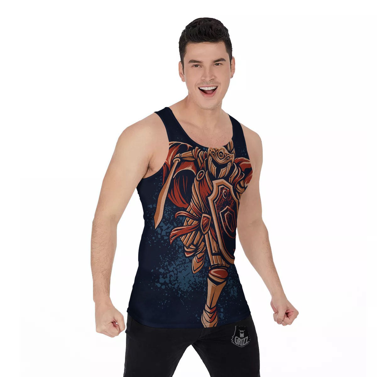 Warrior Spartan Print Men's Tank Top-grizzshop