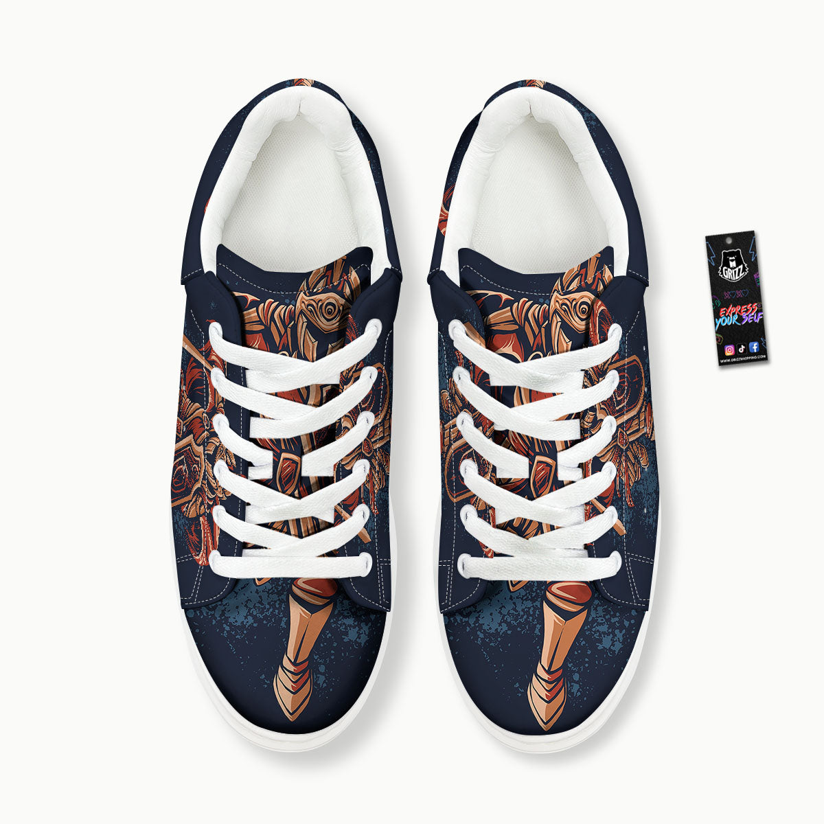 Warrior Spartan Print Platform Shoes-grizzshop