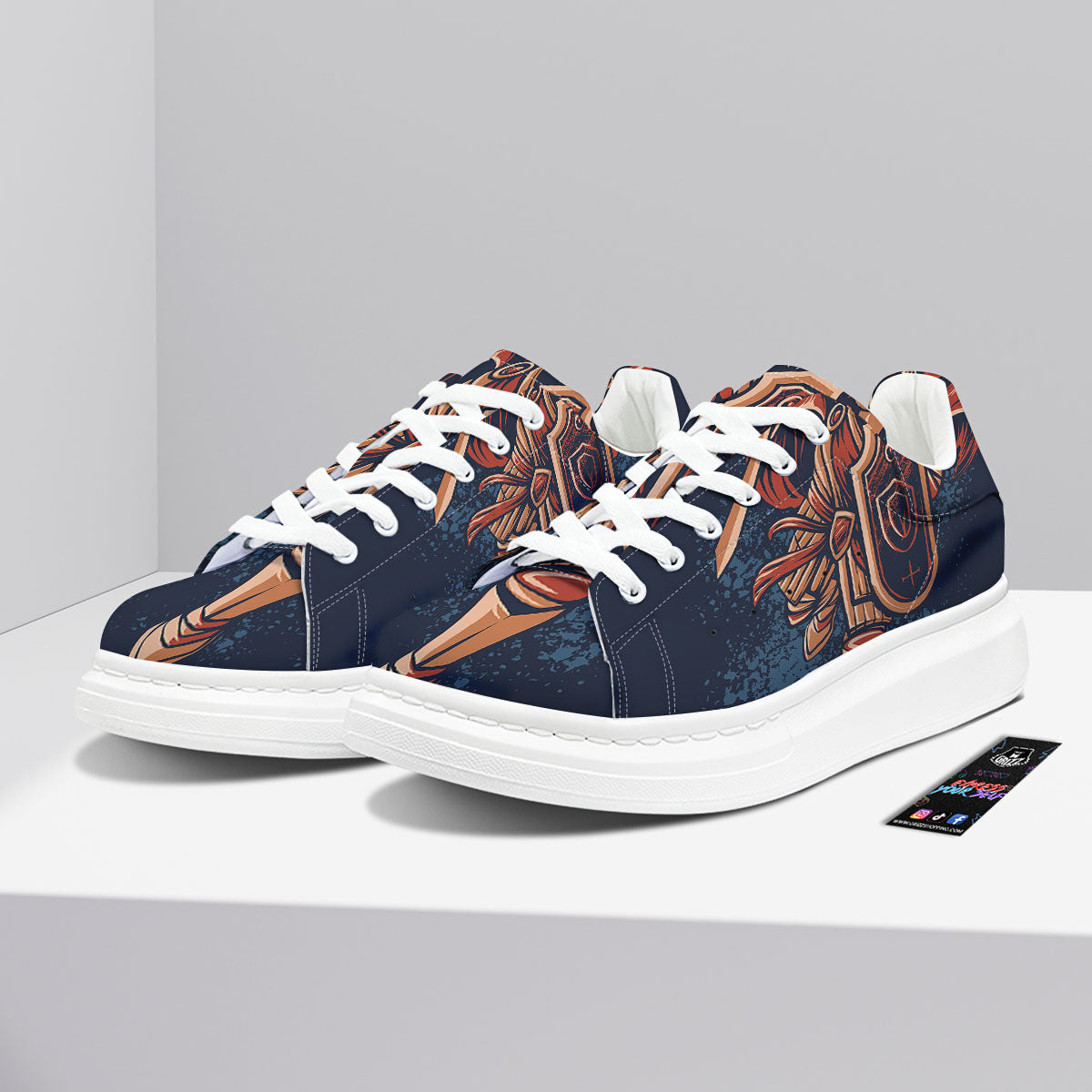 Warrior Spartan Print Platform Shoes-grizzshop