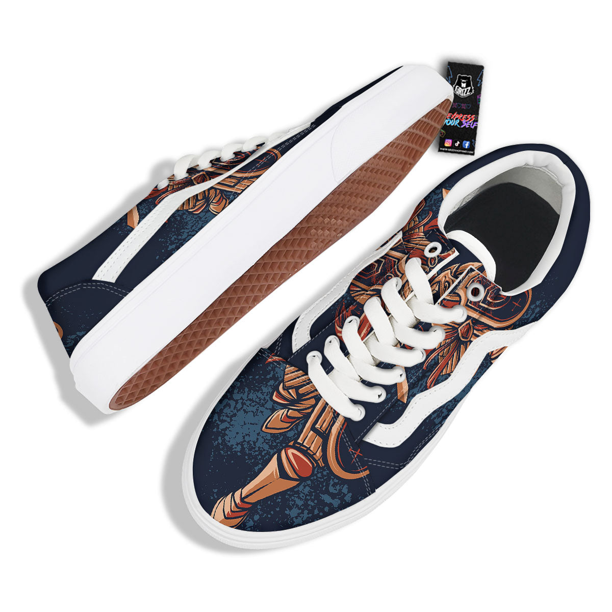 Warrior Spartan Print Skate Shoes-grizzshop