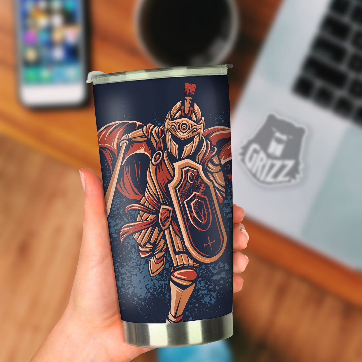 Warrior Spartan Print Tumbler-grizzshop