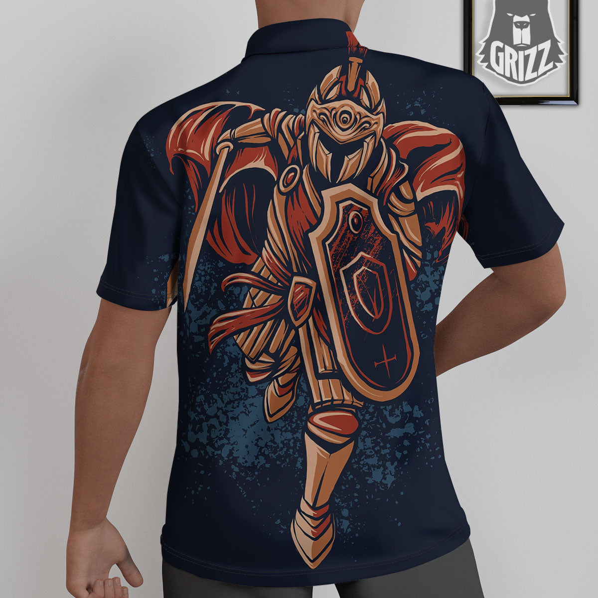 Warrior Spartan Print Untucked Shirts-grizzshop