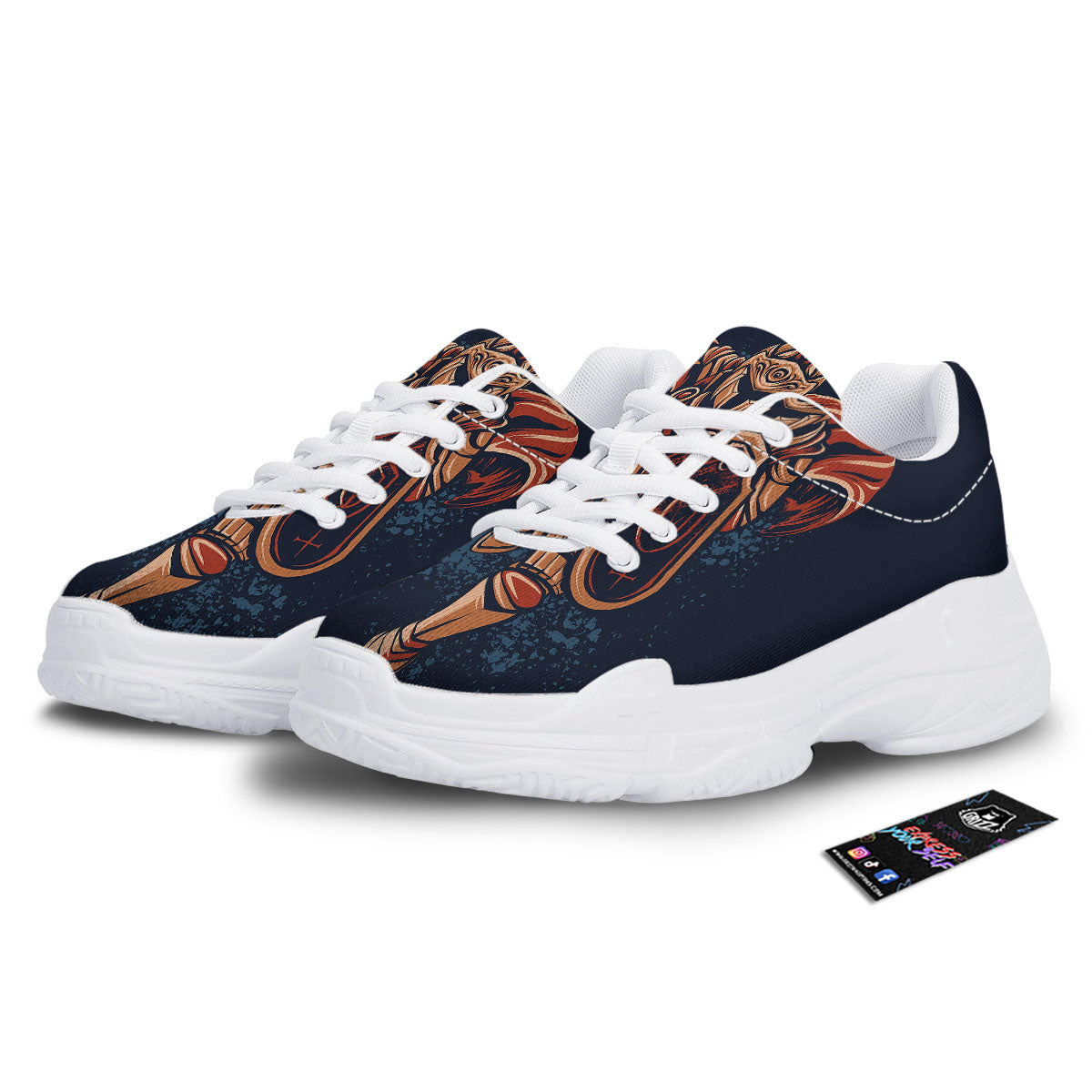 Warrior Spartan Print White Chunky Shoes-grizzshop