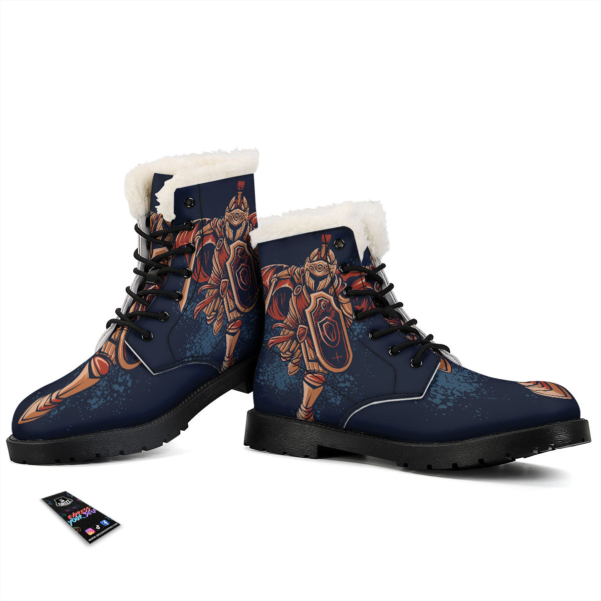 Warrior Spartan Print Winter Boots-grizzshop