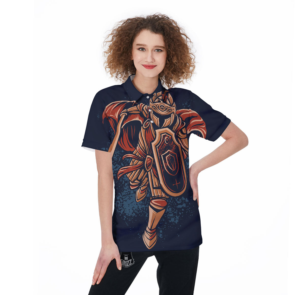 Warrior Spartan Print Women's Golf Shirts-grizzshop