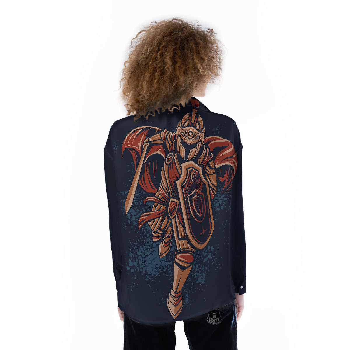 Warrior Spartan Print Women's Long Sleeve Shirts-grizzshop