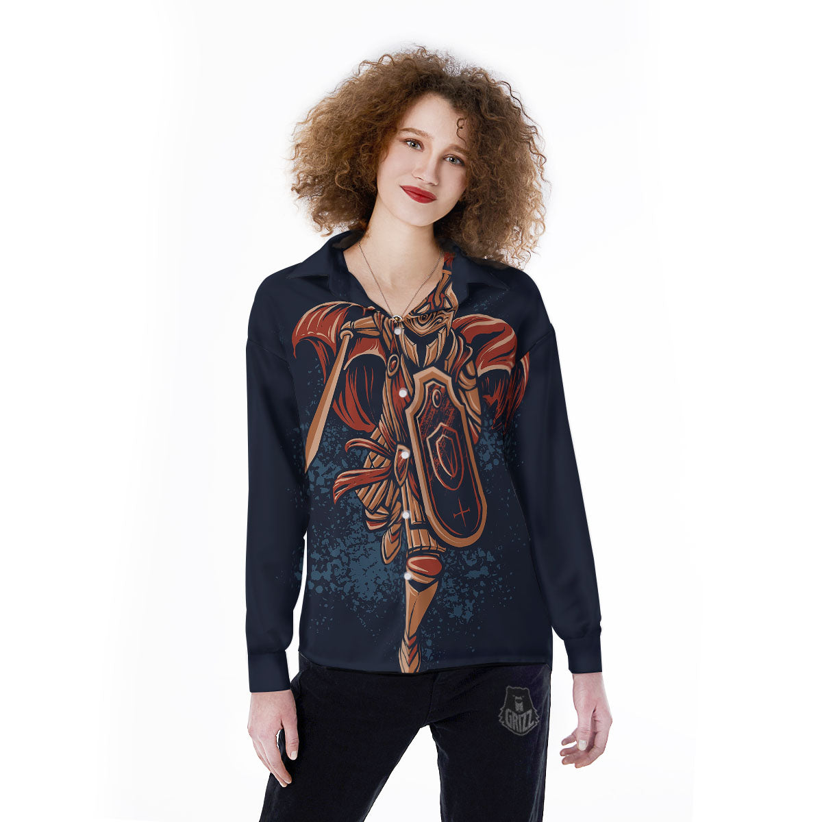 Warrior Spartan Print Women's Long Sleeve Shirts-grizzshop