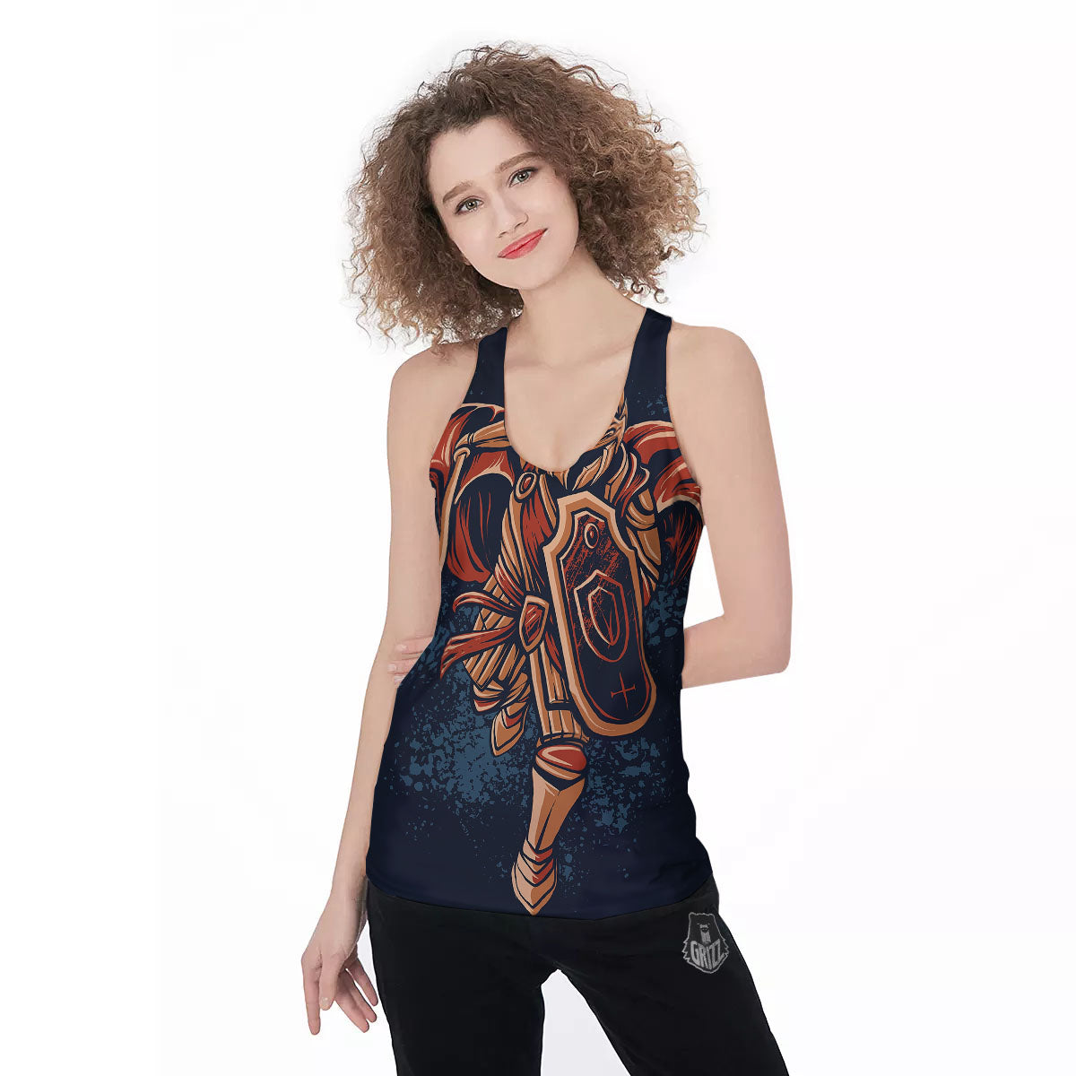Warrior Spartan Print Women's Racerback Tank Top-grizzshop