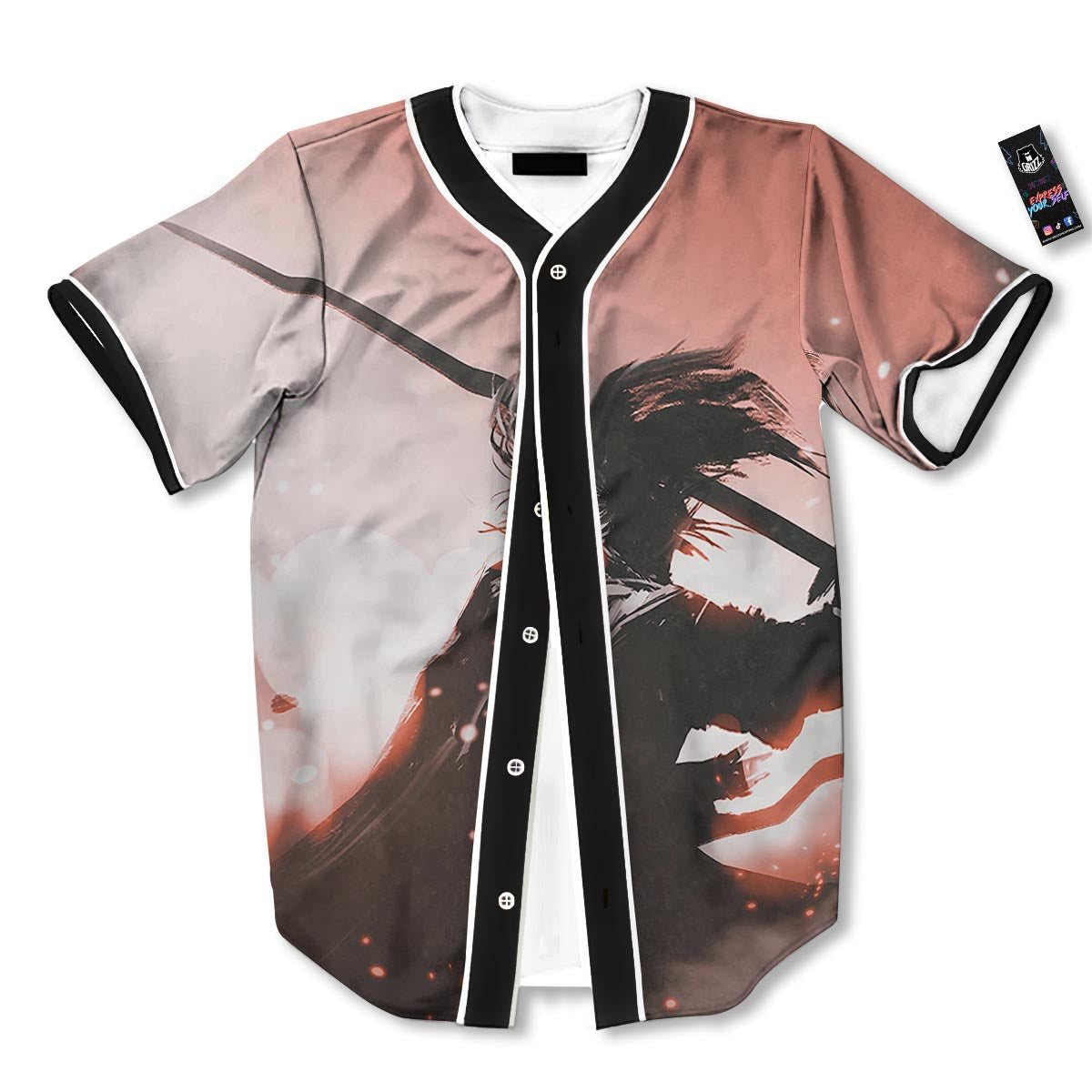 Warrior Sunset Samurai Print Baseball Jersey-grizzshop