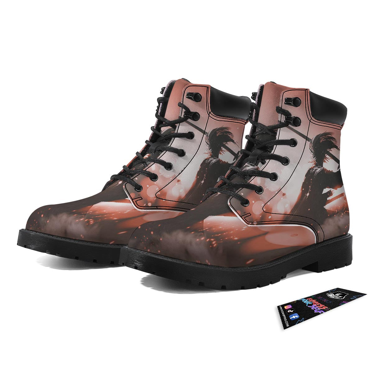 Warrior Sunset Samurai Print Boots-grizzshop