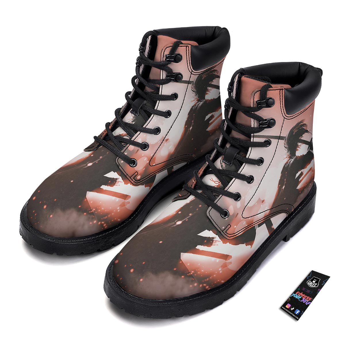 Warrior Sunset Samurai Print Boots-grizzshop
