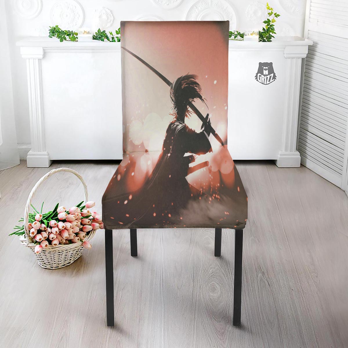 Warrior Sunset Samurai Print Dining Chair Slipcover-grizzshop