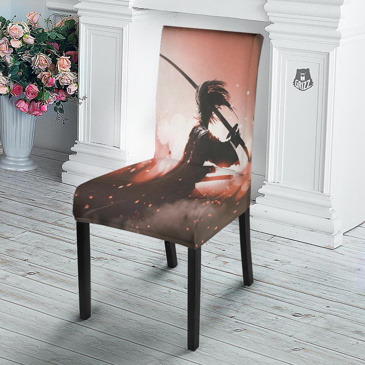Warrior Sunset Samurai Print Dining Chair Slipcover-grizzshop