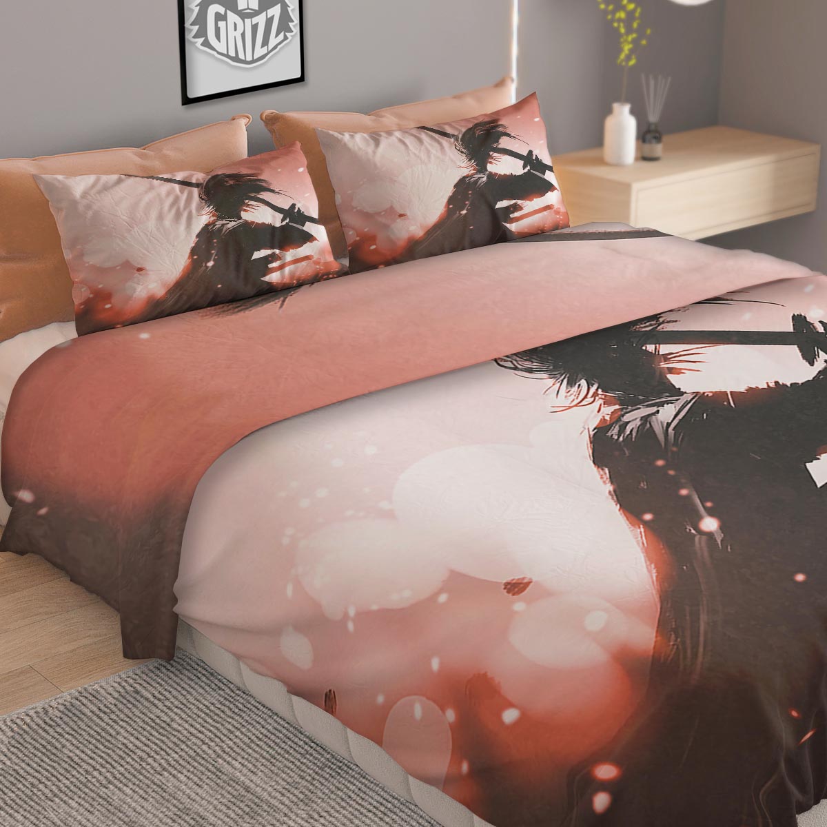 Warrior Sunset Samurai Print Duvet Cover Bedding Set