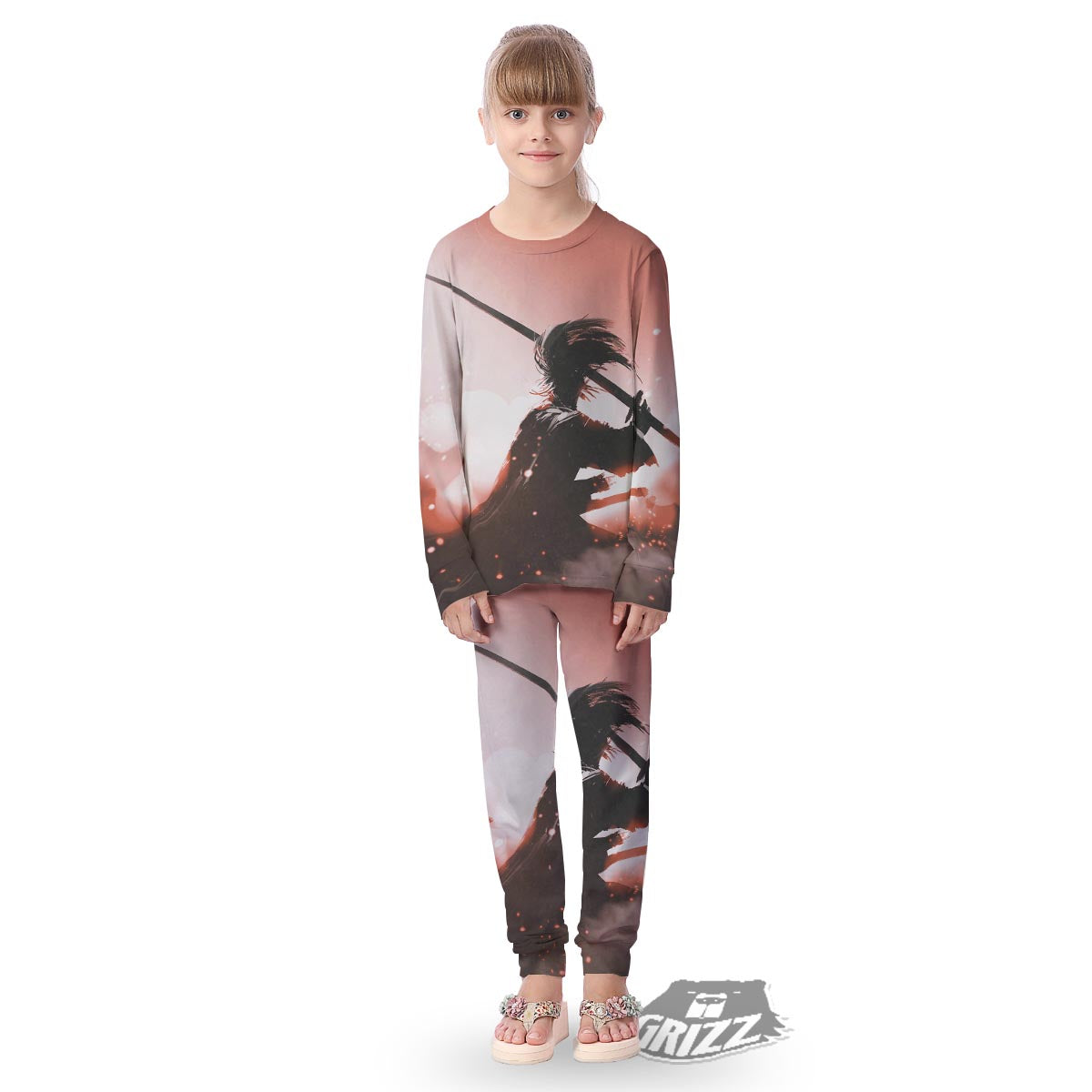Warrior Sunset Samurai Print Kid's Pajamas-grizzshop