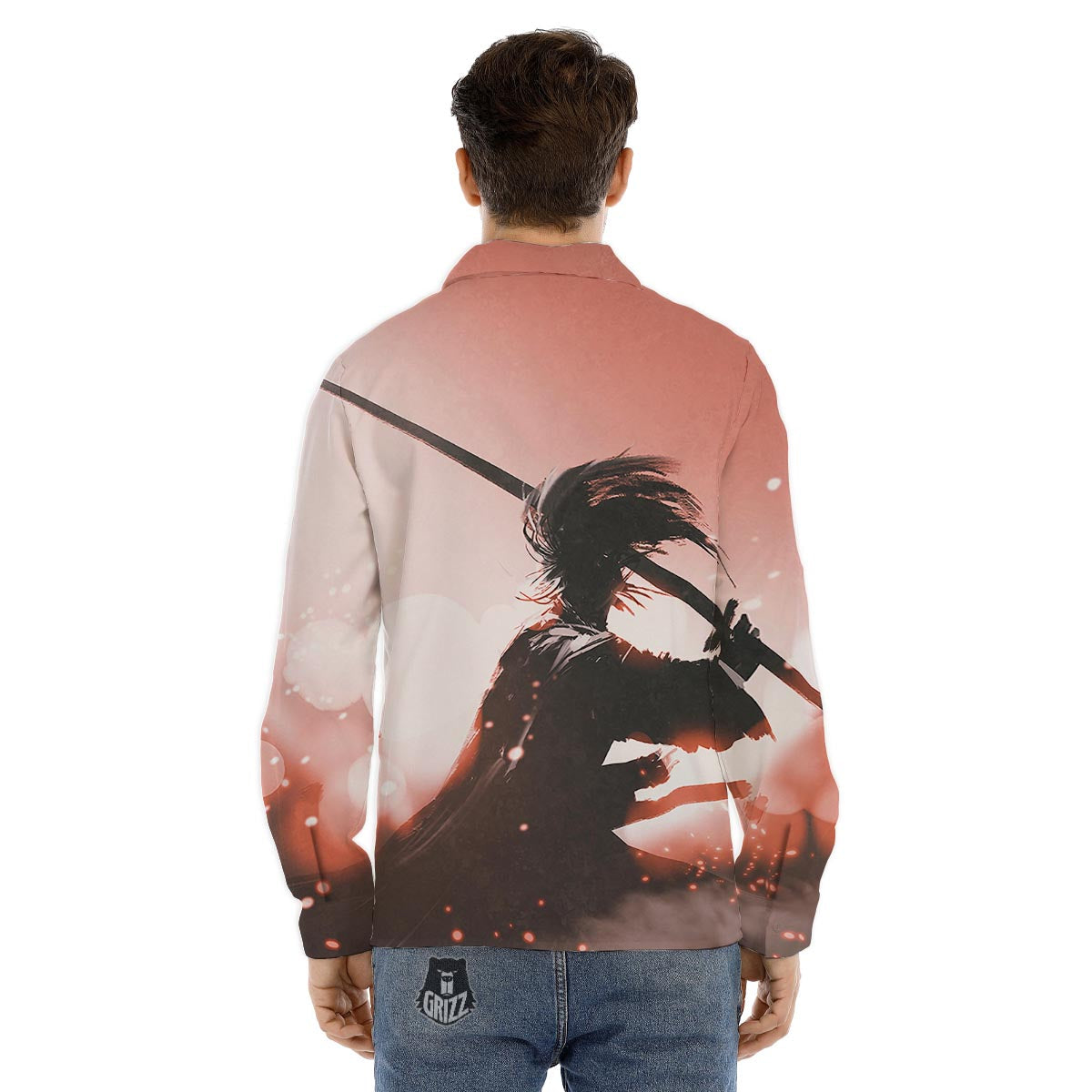 Warrior Sunset Samurai Print Men's Dress Shirts-grizzshop