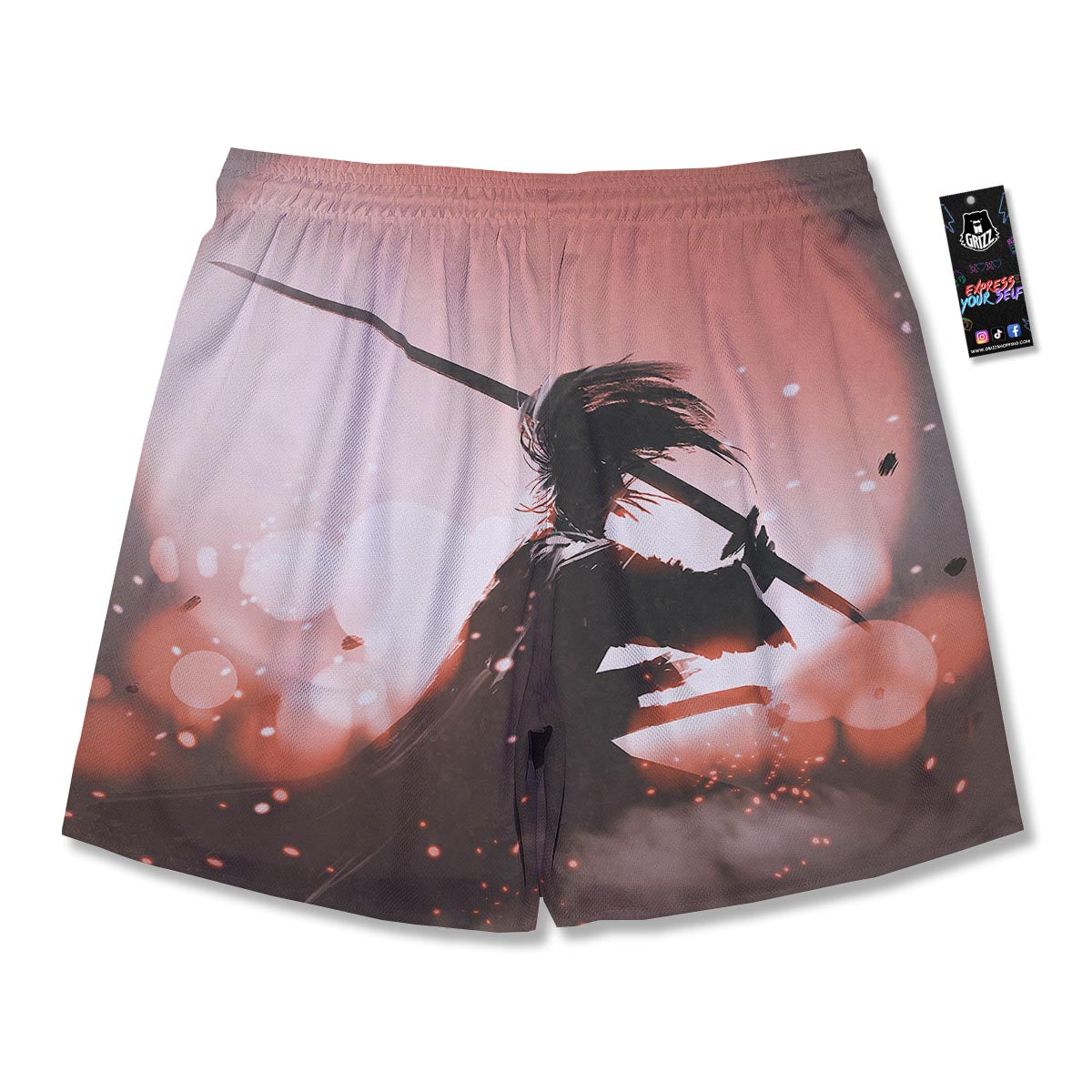 Warrior Sunset Samurai Print Men's Running Shorts-grizzshop
