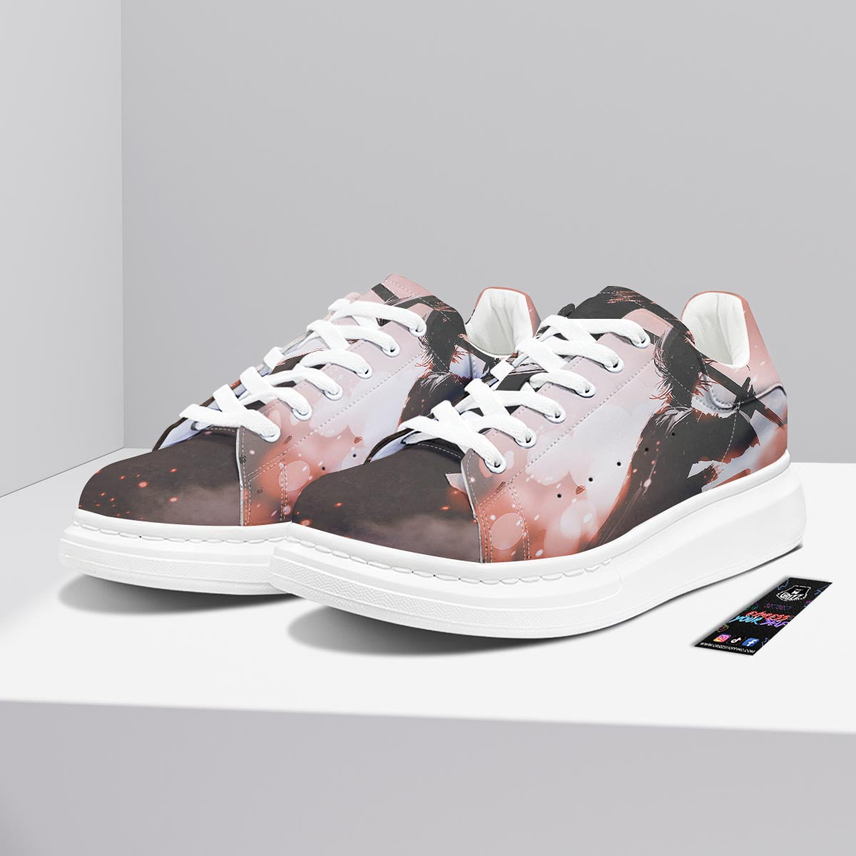 Warrior Sunset Samurai Print Platform Shoes-grizzshop