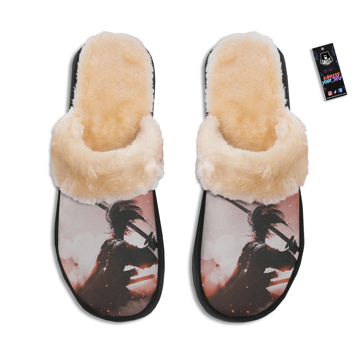 Warrior Sunset Samurai Print Slippers-grizzshop