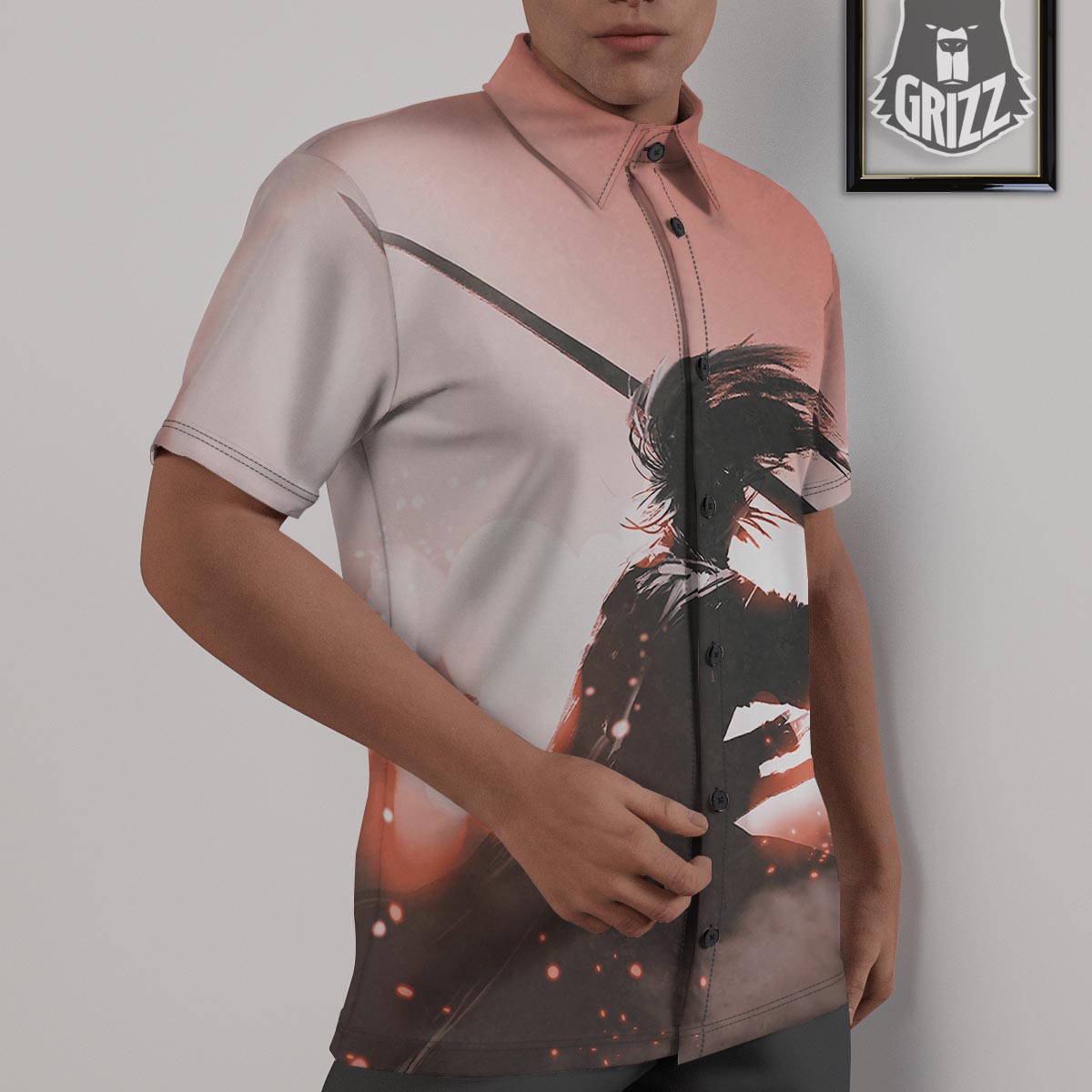 Warrior Sunset Samurai Print Untucked Shirts-grizzshop
