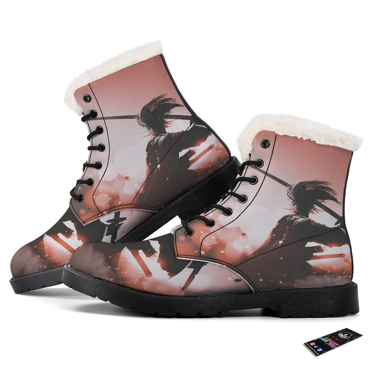 Warrior Sunset Samurai Print Winter Boots-grizzshop
